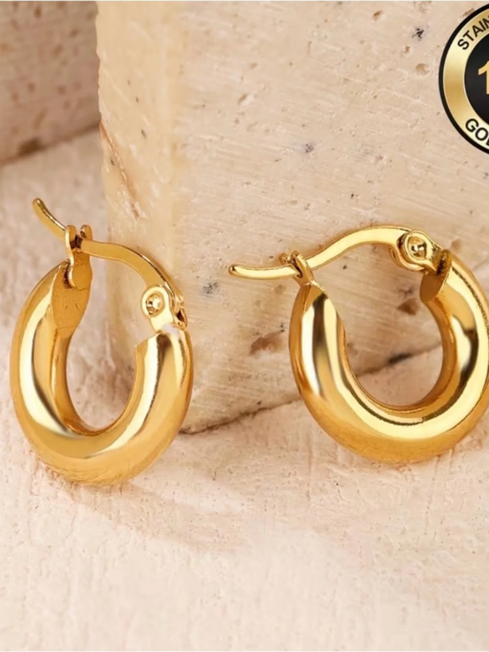 High quality Stainless Steel Gold-Plated HypoallerEarrings- Chunky 83.48gal